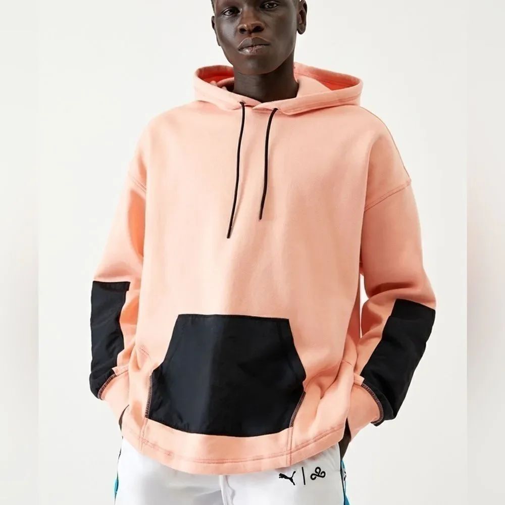 Pacsun Colorblock Oversized Hoodie pink-black